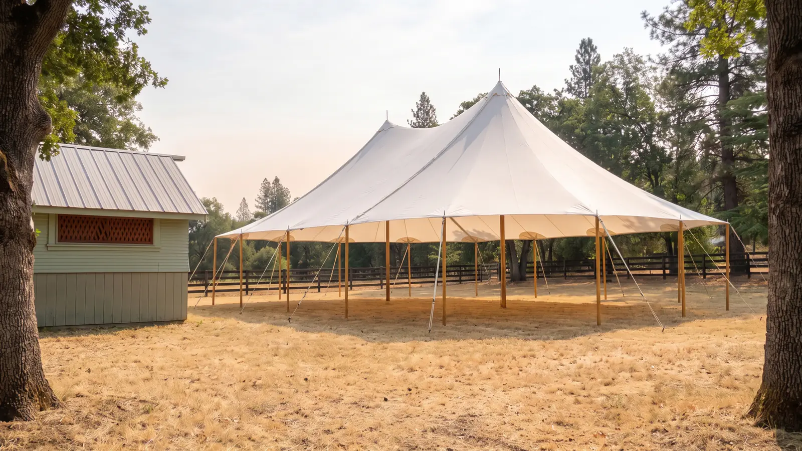 The lawn from one fixed viewpoint, sailcloth canvas raised